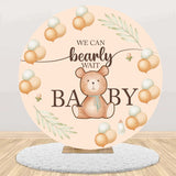 We Can Bearly Wait  Baby Shower Theme Round Backdrop