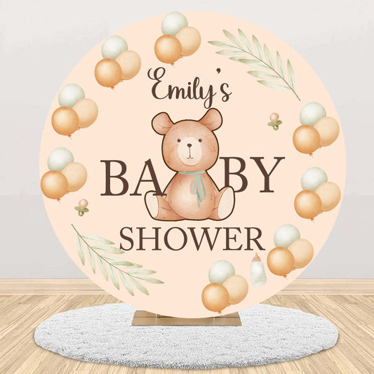 We Can Bearly Wait  Baby Shower Theme Round Backdrop