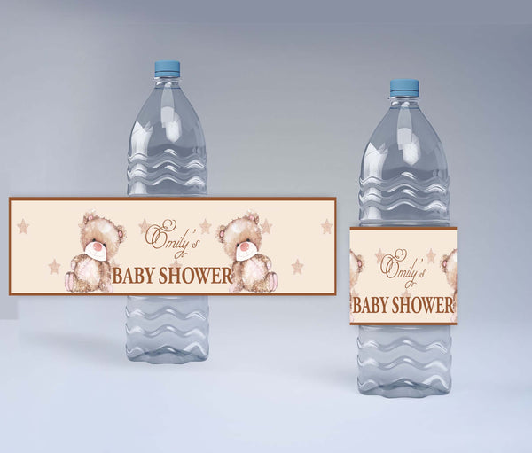 We Can Bearly Wait Baby Shower Water Bottle Labels  