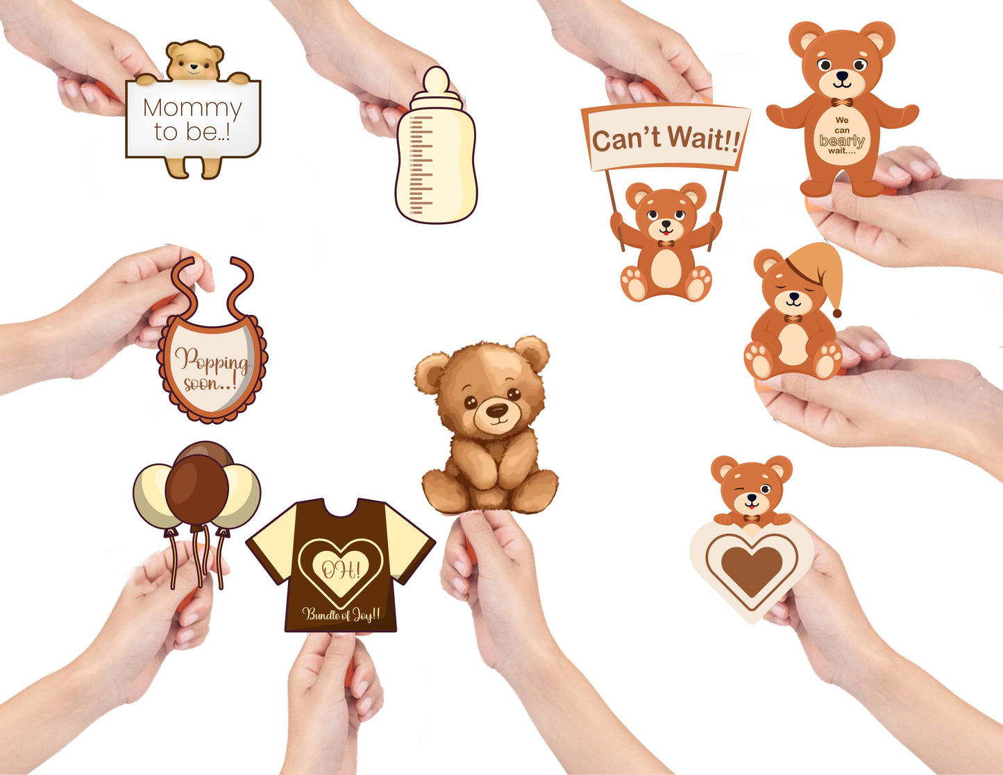 We Can Bearly Wait Baby Shower Party Photo Booth Props Kit