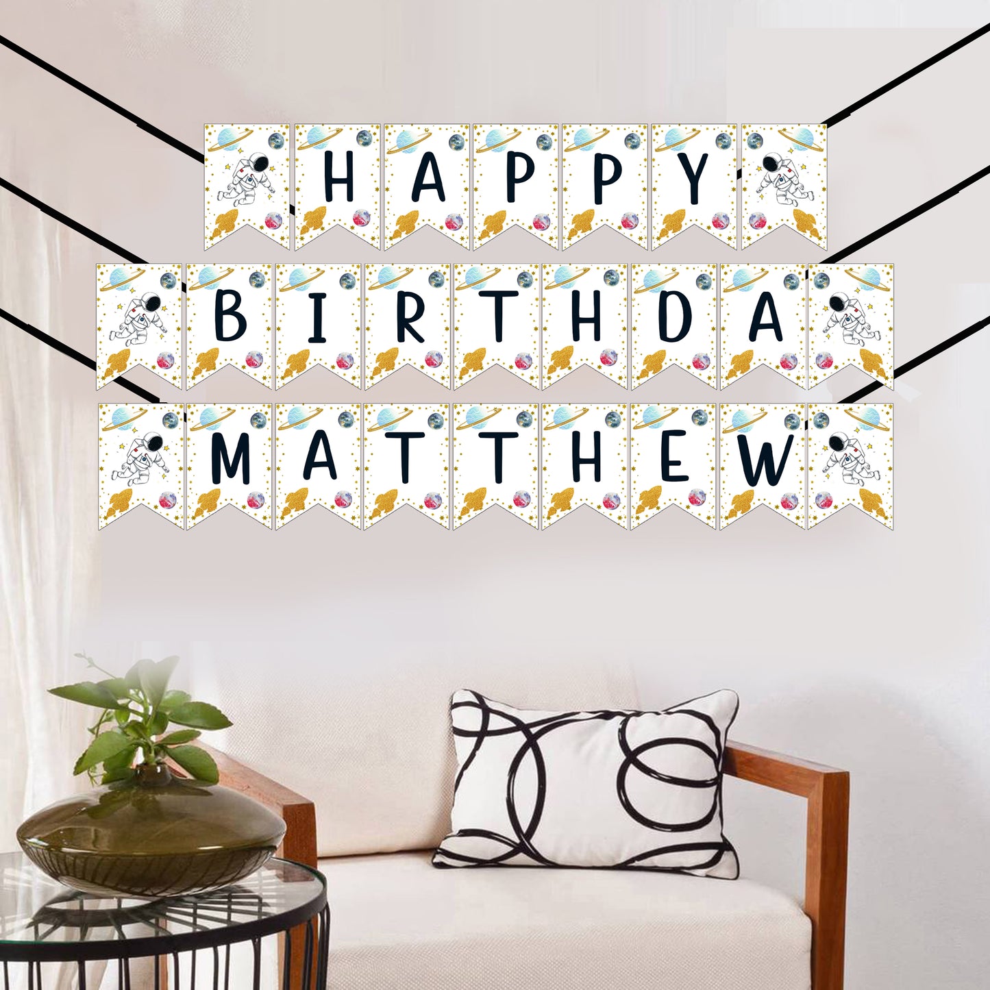 Space Theme Birthday Party Banner for Decoration