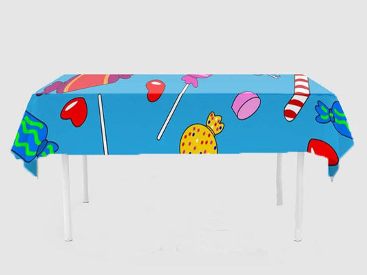 Candy Theme Birthday Cake Table Cover