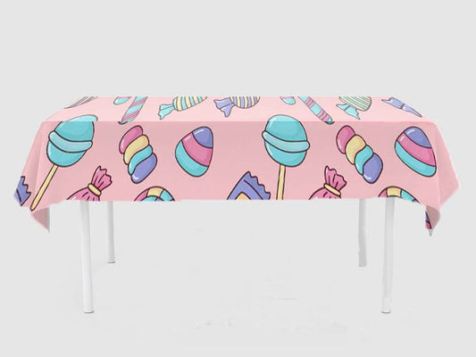 Candy Theme Birthday Cake Table Cover