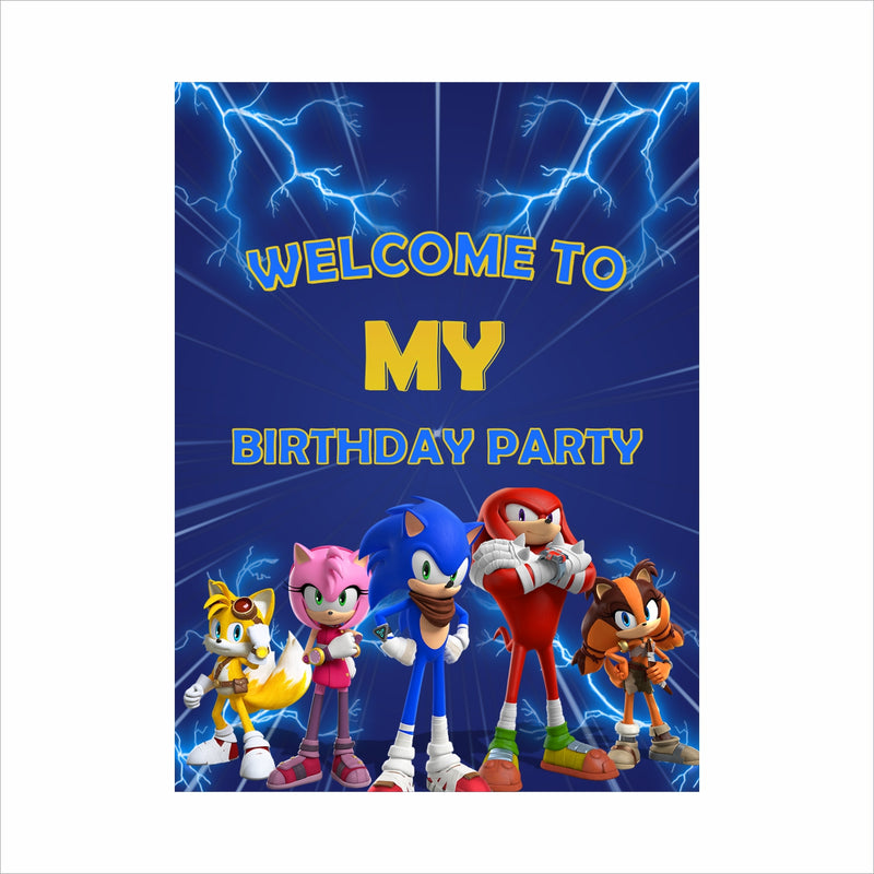 Sonic Theme Birthday Party Welcome Board 