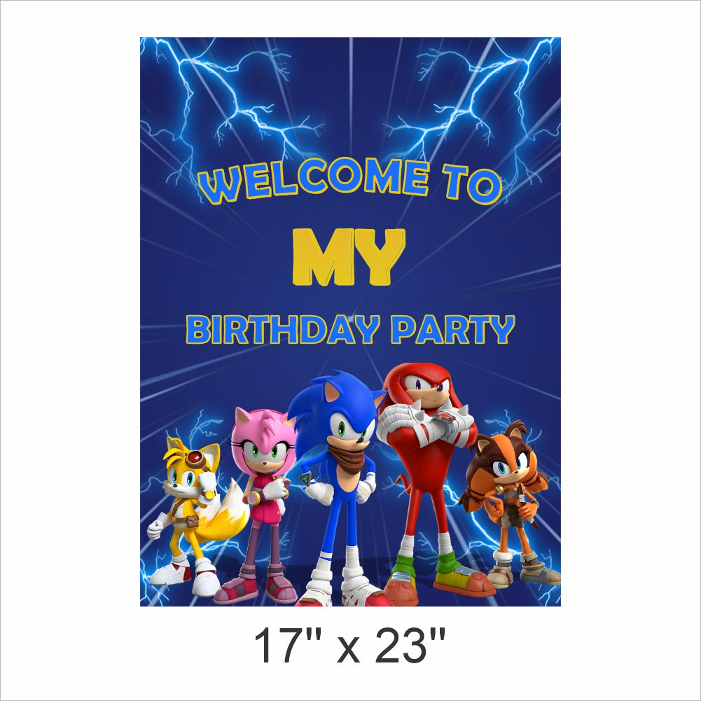 Sonic Theme Birthday Party Welcome Board 
