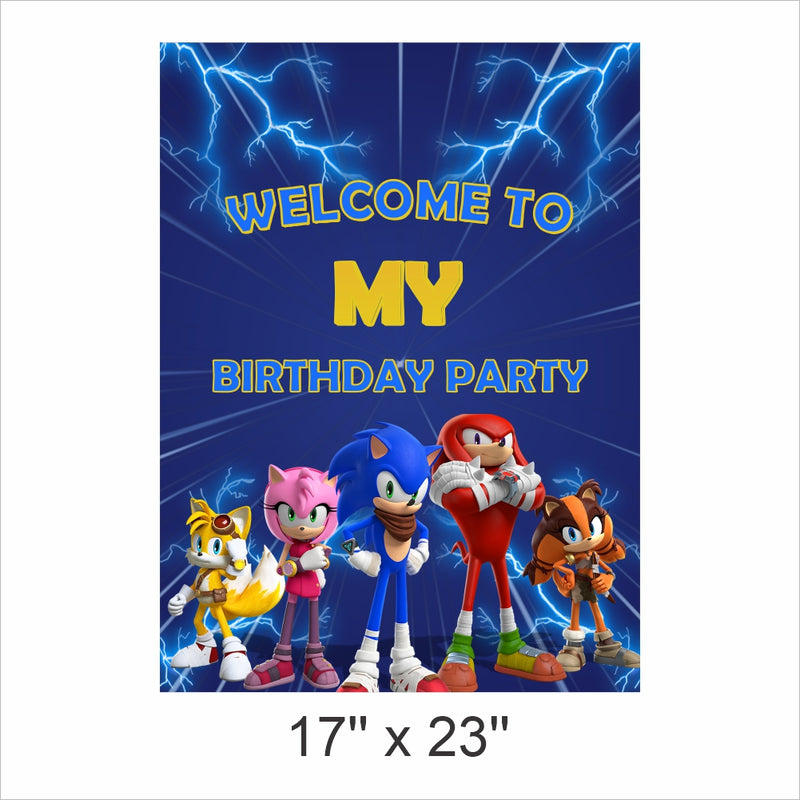 Sonic Theme Birthday Party Welcome Board 