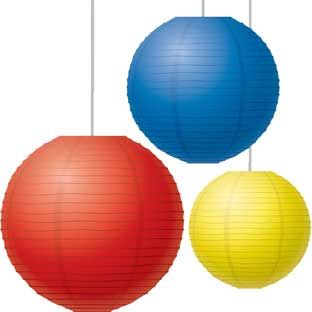 Red Blue And Yellow Paper Lanterns -12"Inch Great For Birthday Parties ,Boys Theme Parties