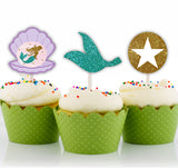 Mermaid Theme Birthday Party Cupcake Toppers for Decoration