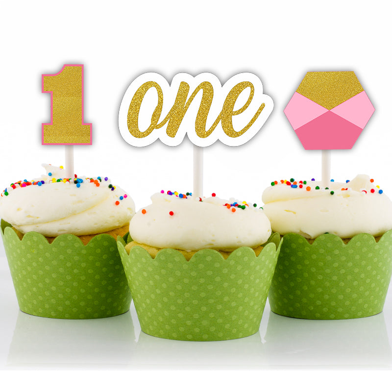 One Is Fun First Birthday Party Cupcake Toppers for Decoration