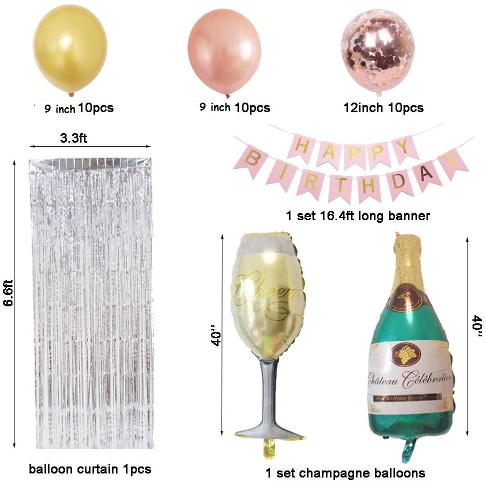 Birthday Decorations for Women Party Supplies 16 inch Rose Gold Number Foil Balloons, 30pcs Rose Gold and Champagn Gold Balloons, Great Gifts for Women' (31ST Birthday)