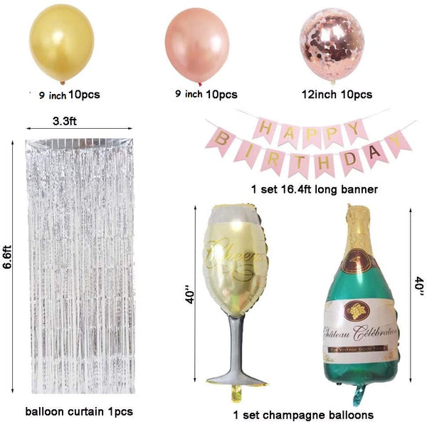 Birthday Decorations for Women Party Supplies 16 inch Rose Gold Number Foil Balloons, 30pcs Rose Gold and Champagn Gold Balloons, Great Gifts for Women' (37th Birthday)