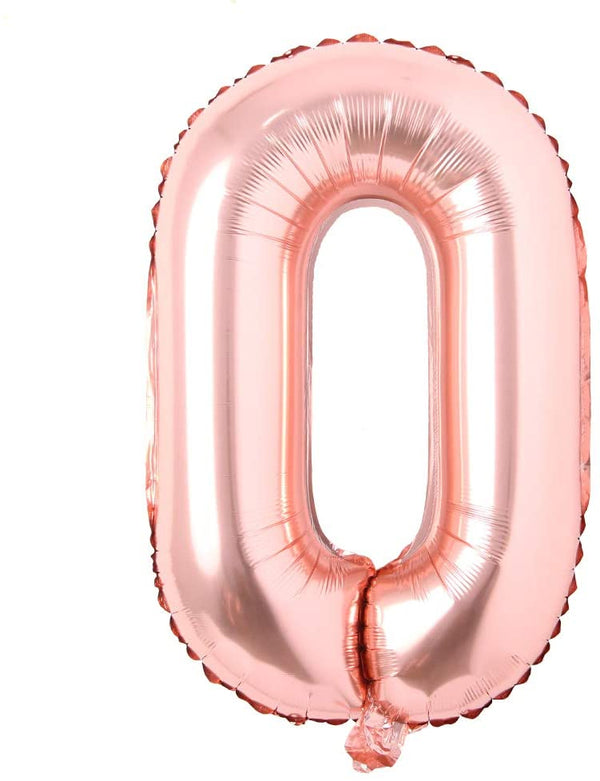 Rose Gold Digit Foil Birthday Party Balloon Number 0