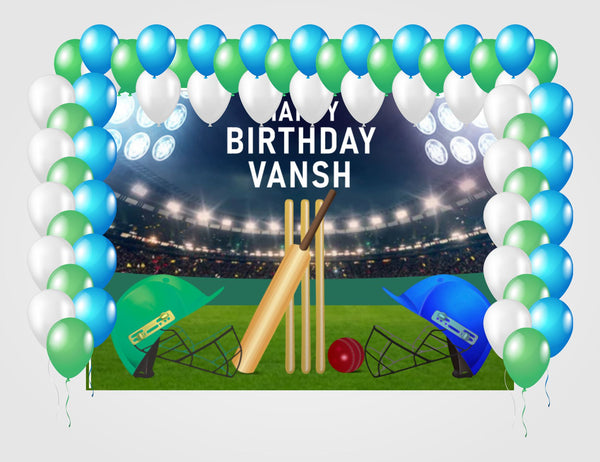 Cricket Theme Birthday Party Decoration kit with Backdrop & Balloons