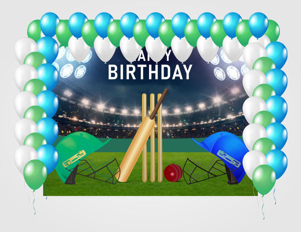Cricket Theme Birthday Party Decoration kit with Backdrop & Balloons
