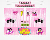 Super Girl Theme Birthday Party Decoration Kit