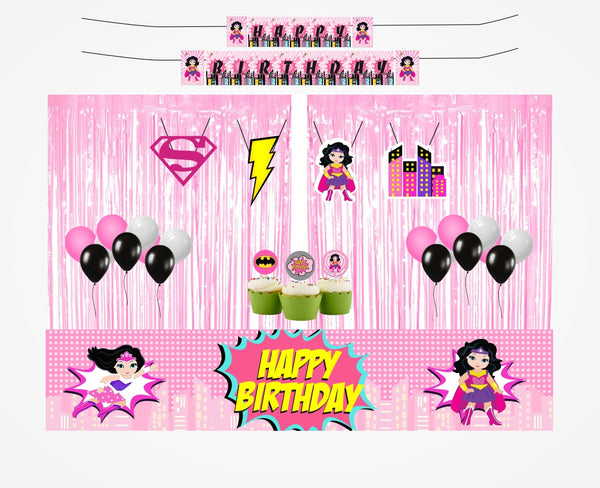 Super Girl Theme Birthday Party Decoration Kit