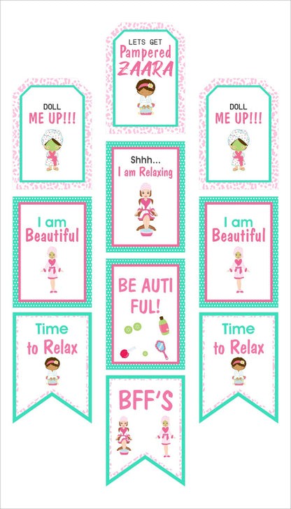 Spa Theme Birthday Party Paper Door Banner for Wall Decoration