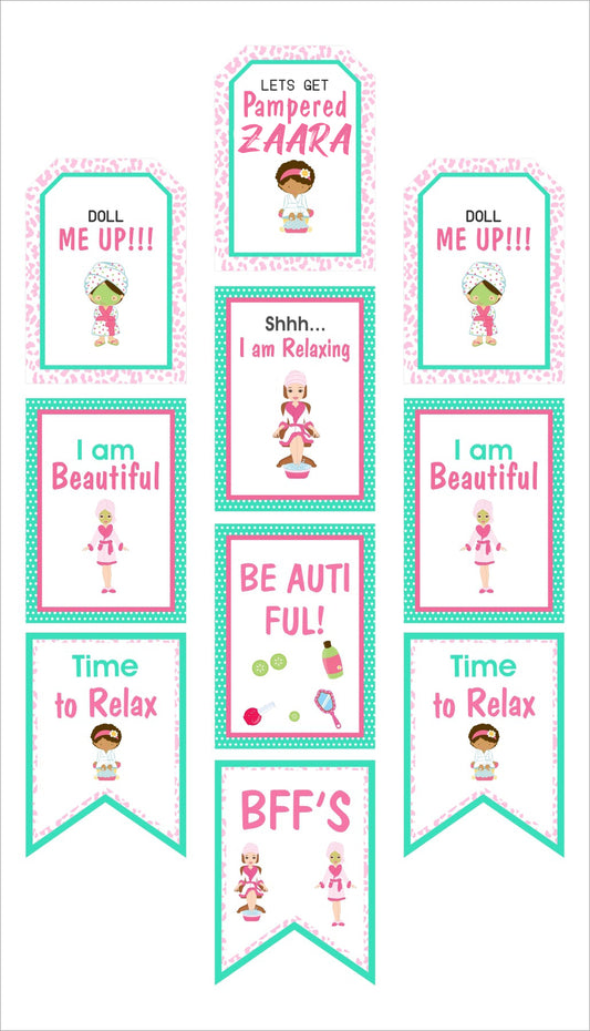 Spa Theme Birthday Party Paper Door Banner for Wall Decoration