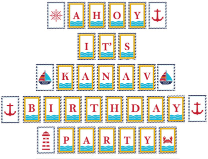 Nautical Ahoy  Theme Birthday Party Banner for Decoration