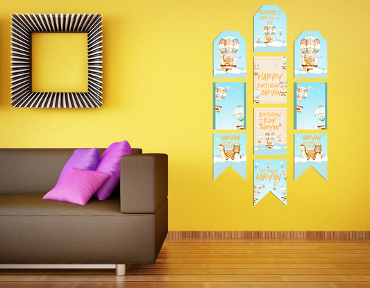 Hot Air Theme Birthday Paper Door Banner for Wall Decoration