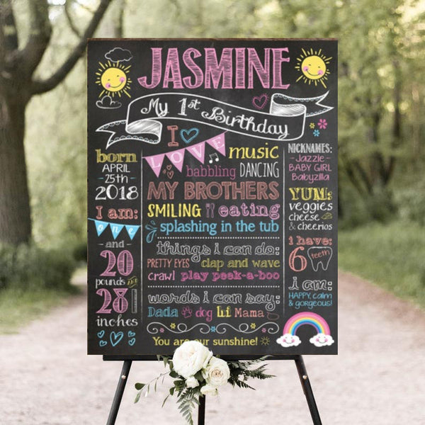 You Are My Sunshine Theme Customized Chalkboard/Milestone Board for Kids Birthday Party