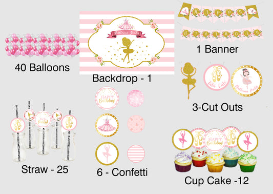 Ballerina Theme Birthday Party Complete Decoration Kit