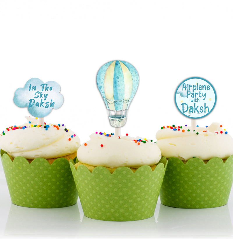 Airplane Party Birthday Party Cupcake Toppers for Decoration