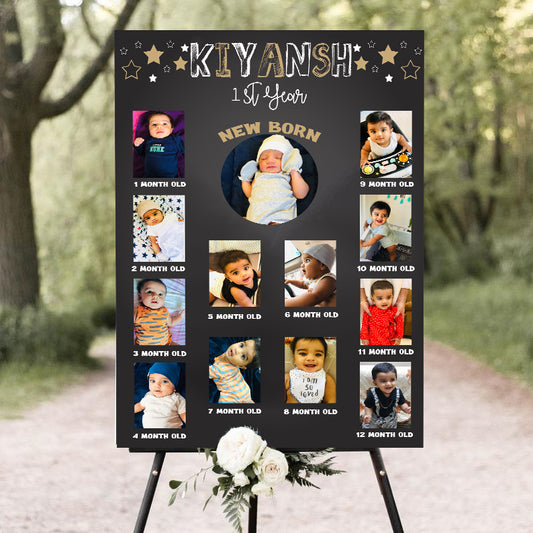 My First Year Customized Milestone Board for Kids Birthday Party(New Born -12 months )