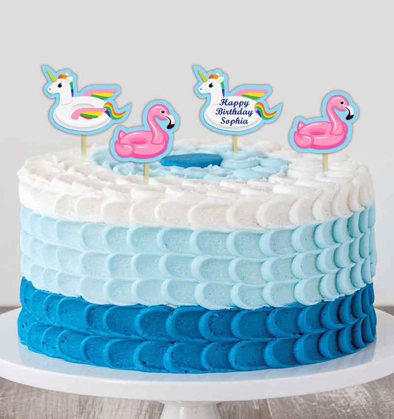 Pool Party Birthday Cake Topper for Decoration