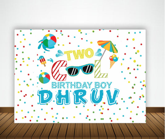 Two Cool Theme Birthday Party Backdrop 