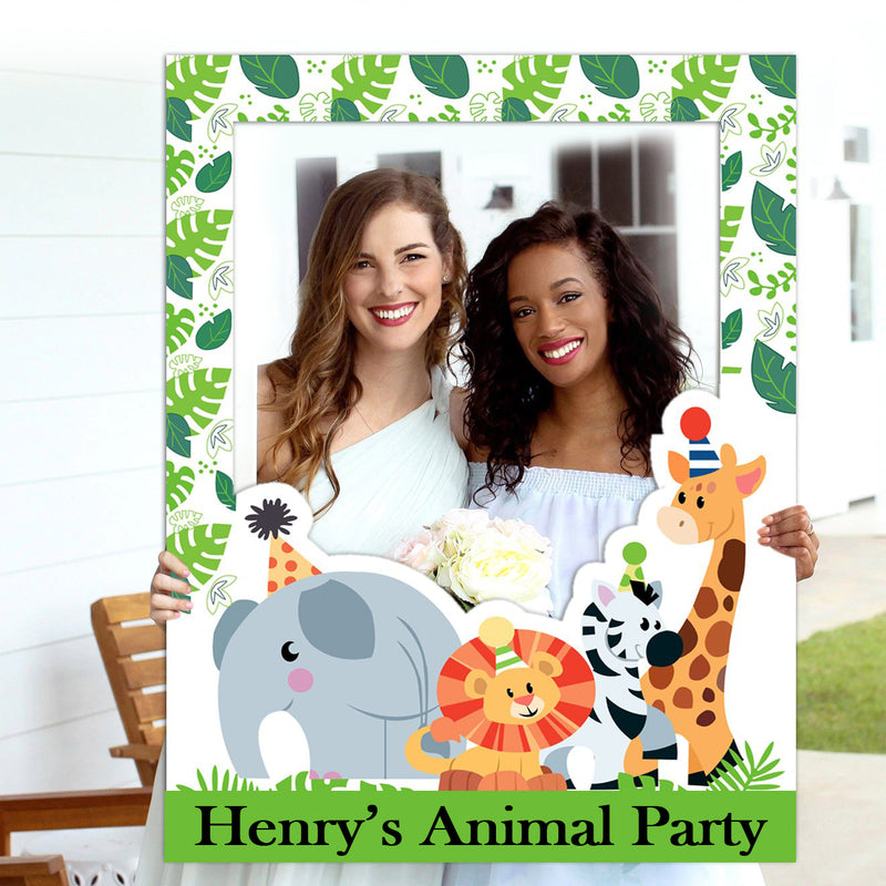 Jungle Theme Birthday Party Selfie Photo Booth Frame & Props