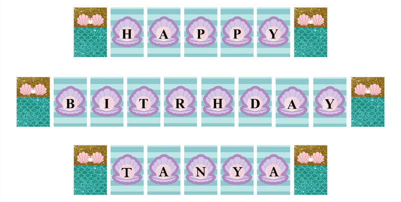 Mermaid Theme Birthday Party Banner for Decoration