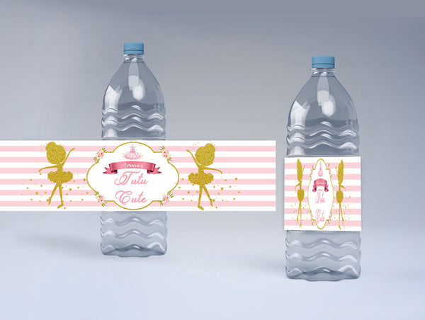 Ballerina Theme Birthday Party Water Bottle Labels