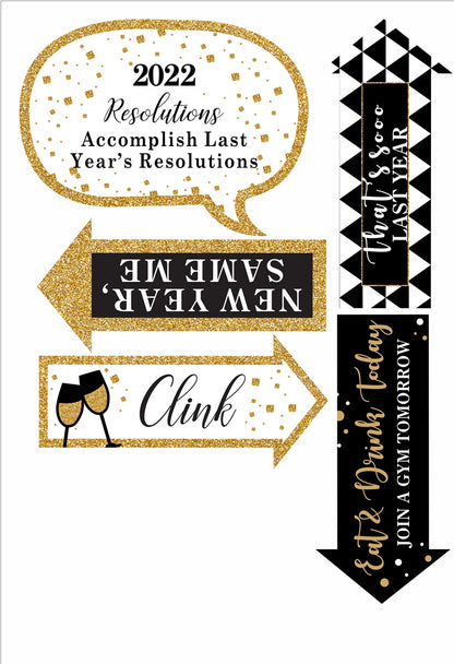 New Year Party Photo Booth Props for Decorations