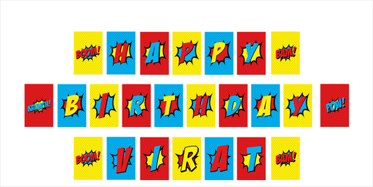 Super Hero Theme Birthday Party Banner for Decoration