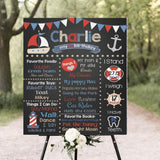 Nautical Ahoy Theme Customized Chalkboard/Milestone Board for Kids Birthday Party