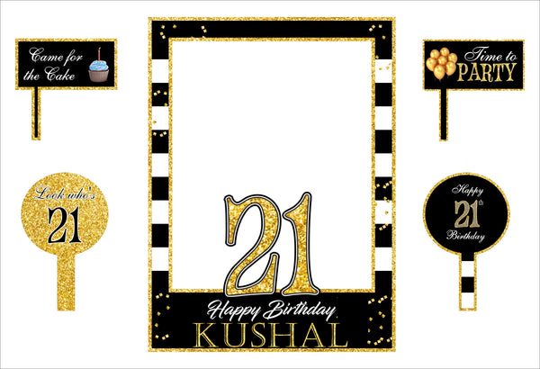 21st Birthday Party Selfie Photo Booth Frame & Props