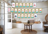 Nautical Ahoy Theme Birthday Party Banner for Decoration