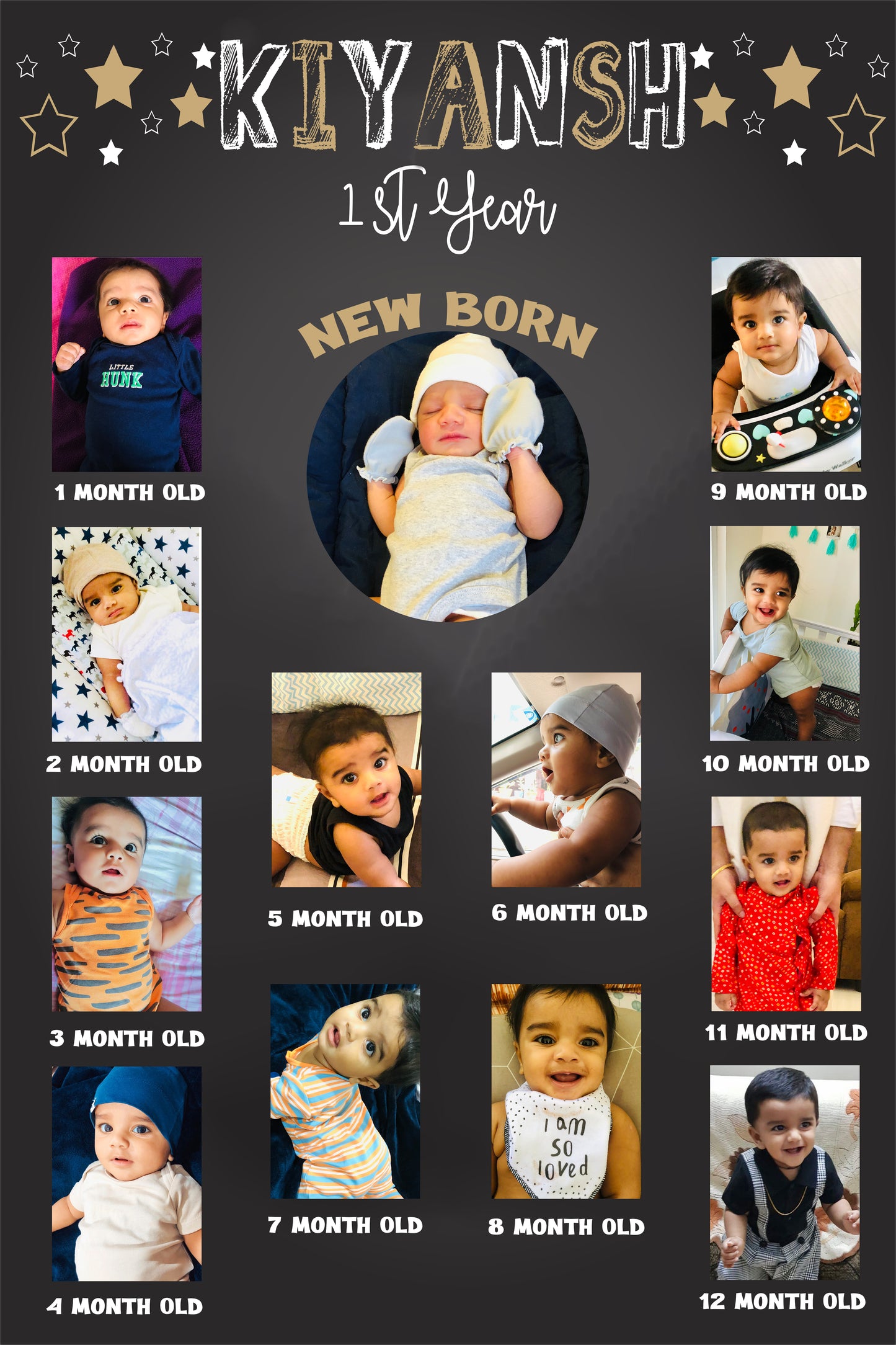 My First Year Customized Milestone Board for Kids Birthday Party(New Born -12 months )