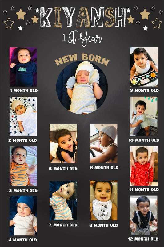 My First Year Customized Milestone Board for Kids Birthday Party(New Born -12 months )