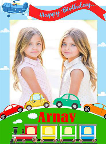 Transport Theme Birthday Party Selfie Photo Booth Frame & Props