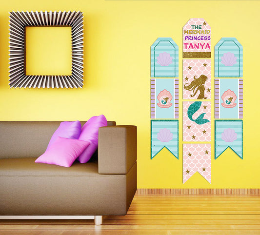 Mermaid Theme Birthday Paper Door Banner for Wall Decoration