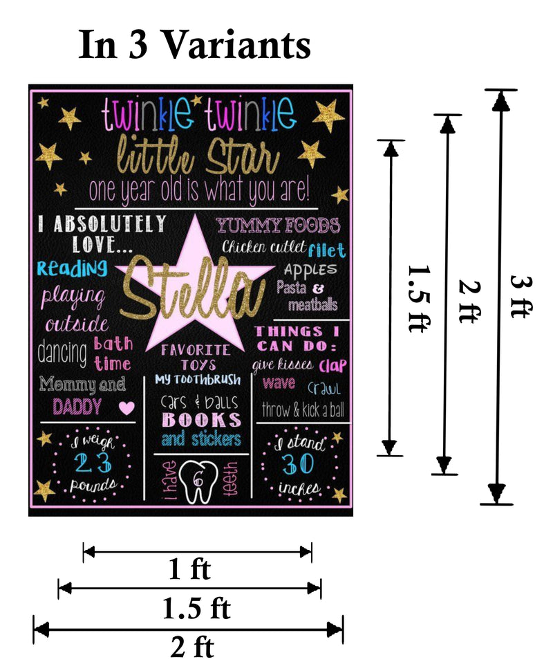 Twinkle Twinkle Little Star Theme Customized Chalkboard/Milestone Board for Kids Birthday Party