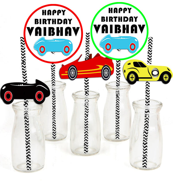 Cars Birthday Party Paper Decorative Straws