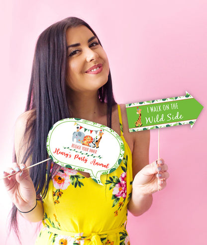 Jungle Theme Birthday Party Photo Booth Props Kit