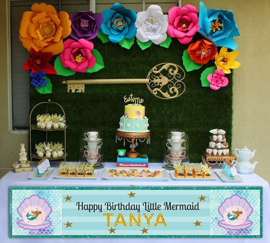Mermaid Theme Birthday Long Banner for Decoration