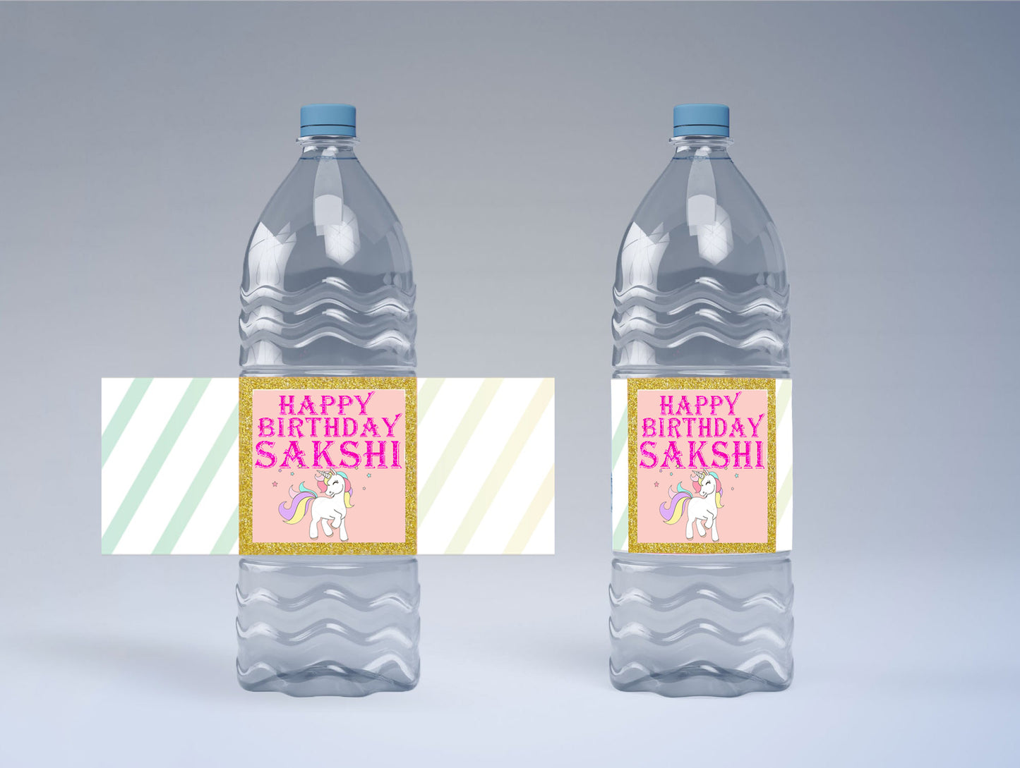 Unicorn Theme Water Bottle Labels