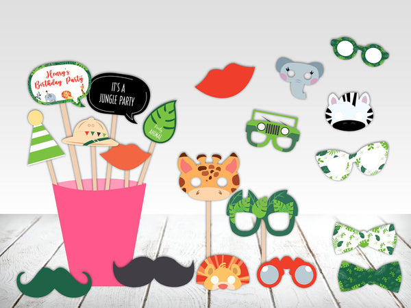 Jungle Theme Birthday Party Photo Booth Props Kit