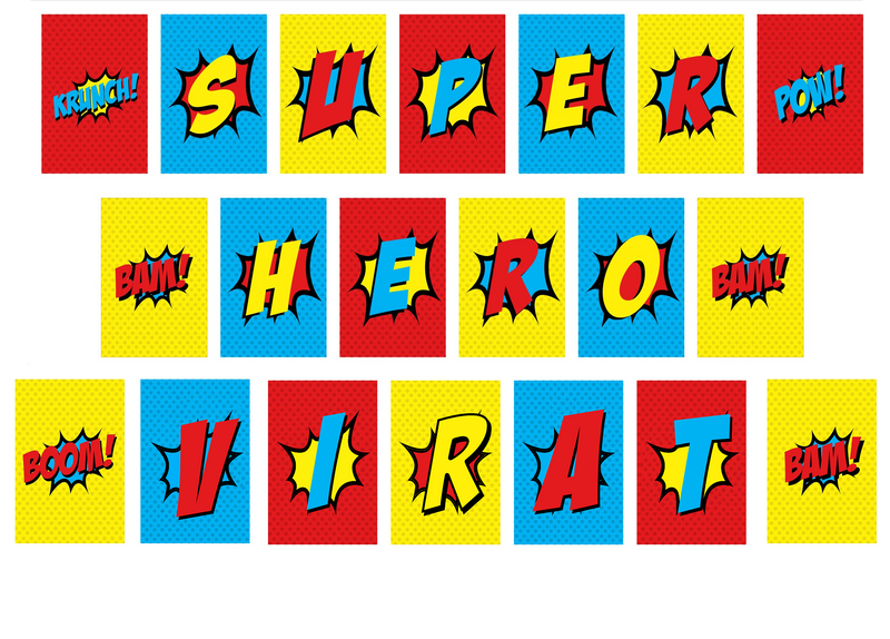 Super Hero Theme Birthday Party Banner for Decoration