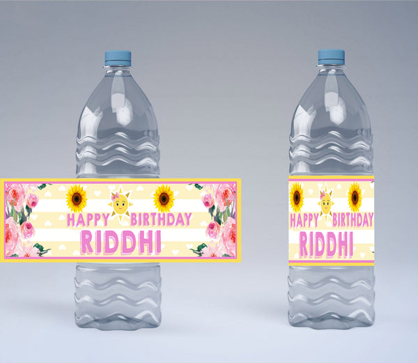 Sunshine Theme Water Bottle Labels